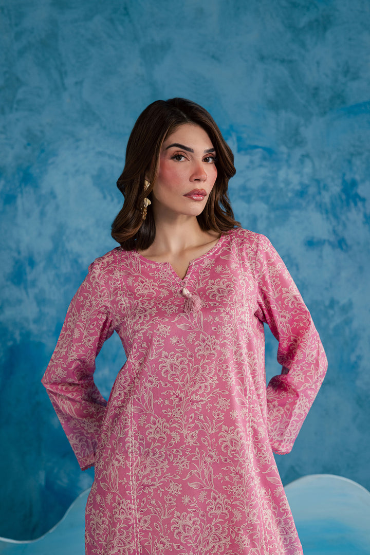 Pink Serena 2Pc - Printed Lawn Dress