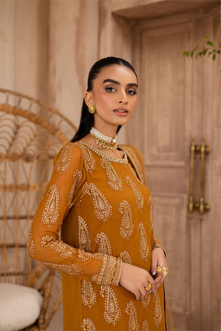 Paisley Mustard 3Pc - Embroidered Luxe Pret