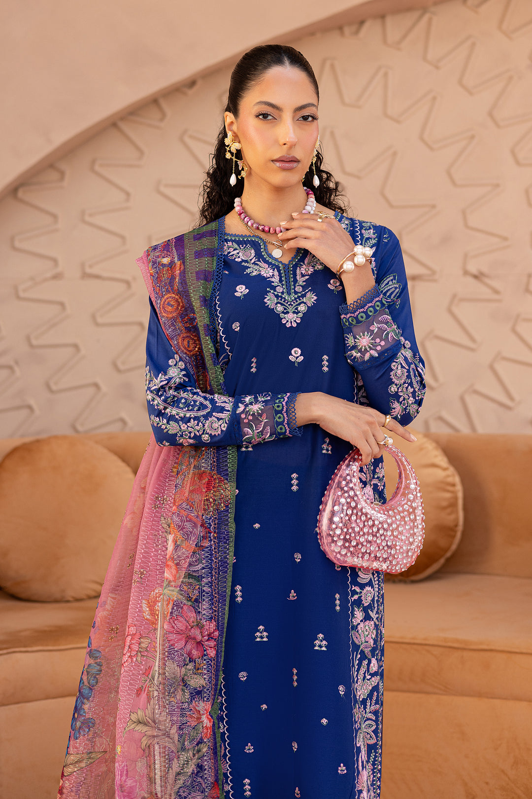 Nawrah 3Pc - Embroidered Luxe Pret