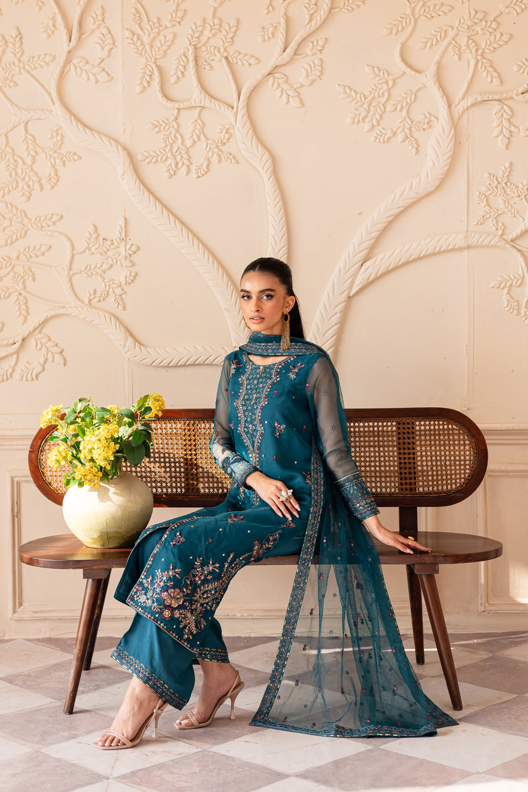 Sanaz 3PC - Embroidered Luxe Pret