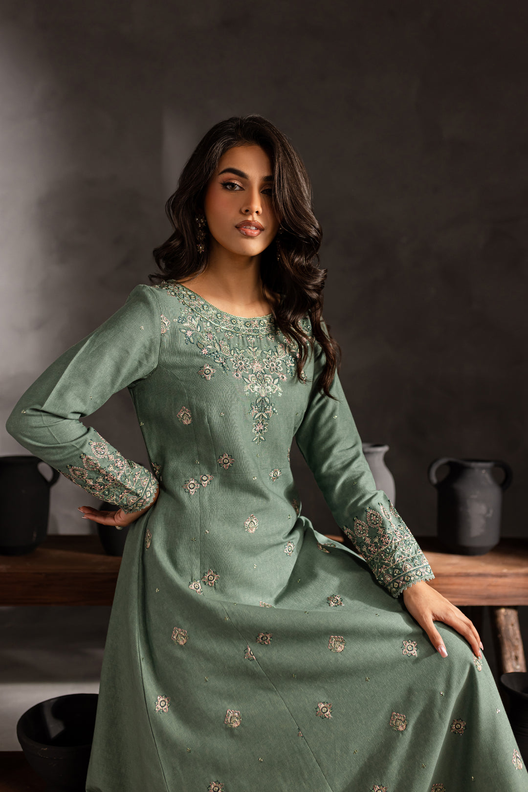 Robin 2Pc - Embroidered Karandi dress - BATIK