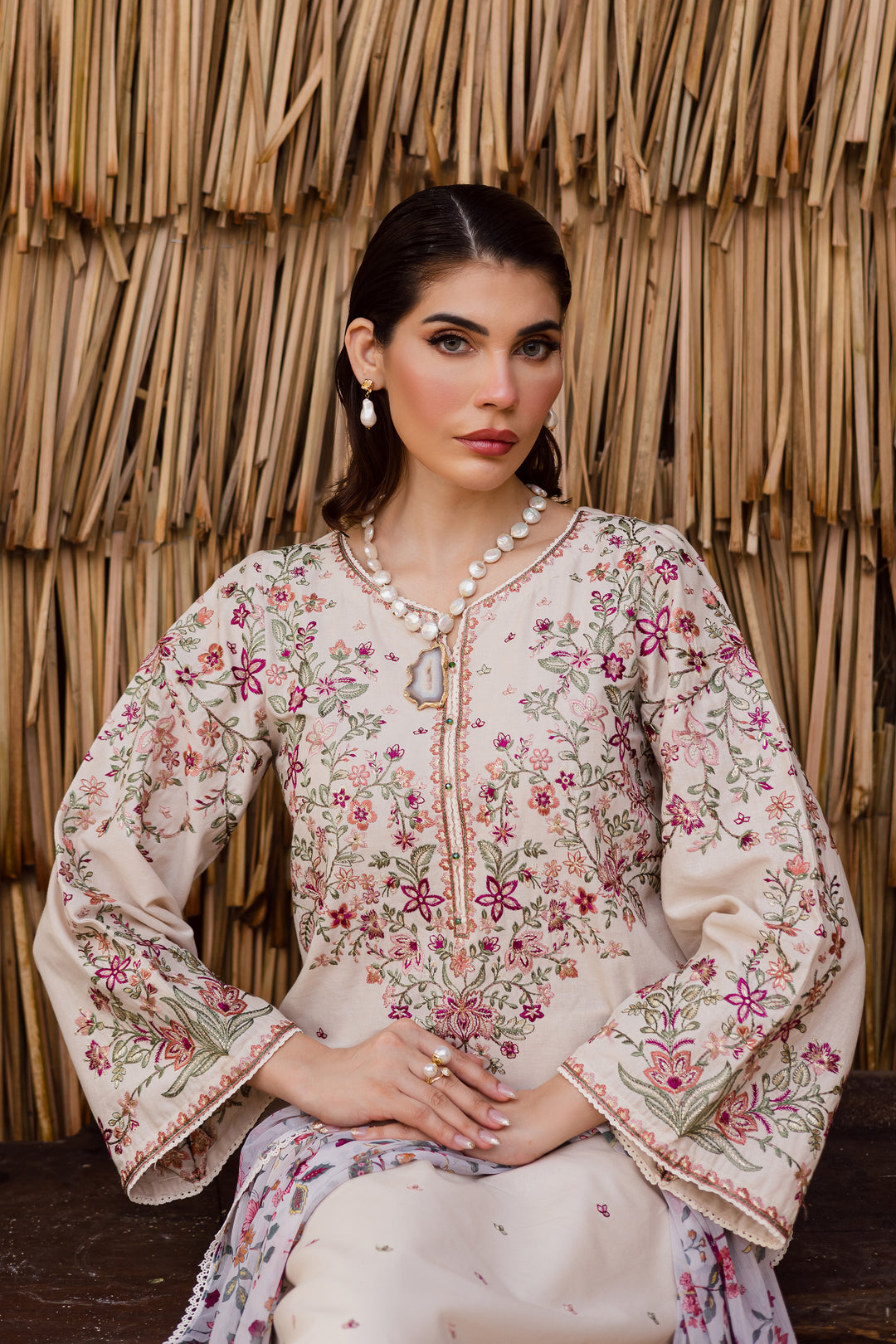 Dream Garden 3Pc - Embroidered Khaddar Dress