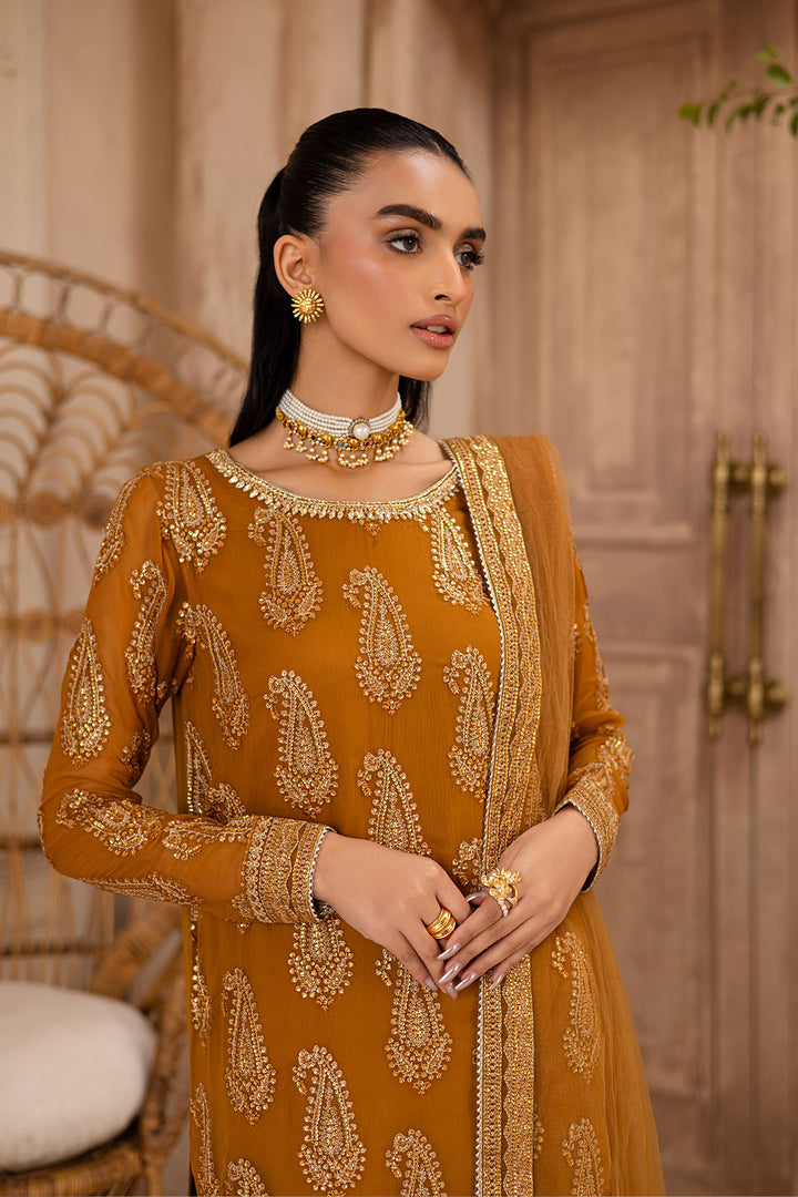 Paisley Mustard 3Pc - Embroidered Luxe Pret