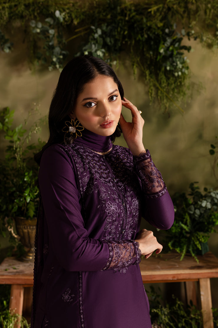 Purple Felix 3Pc - Embroidered Lawn Dress - BATIK