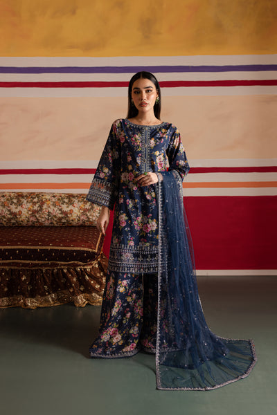 Blue Bano 3Pc - Printed Lawn Dress - BATIK