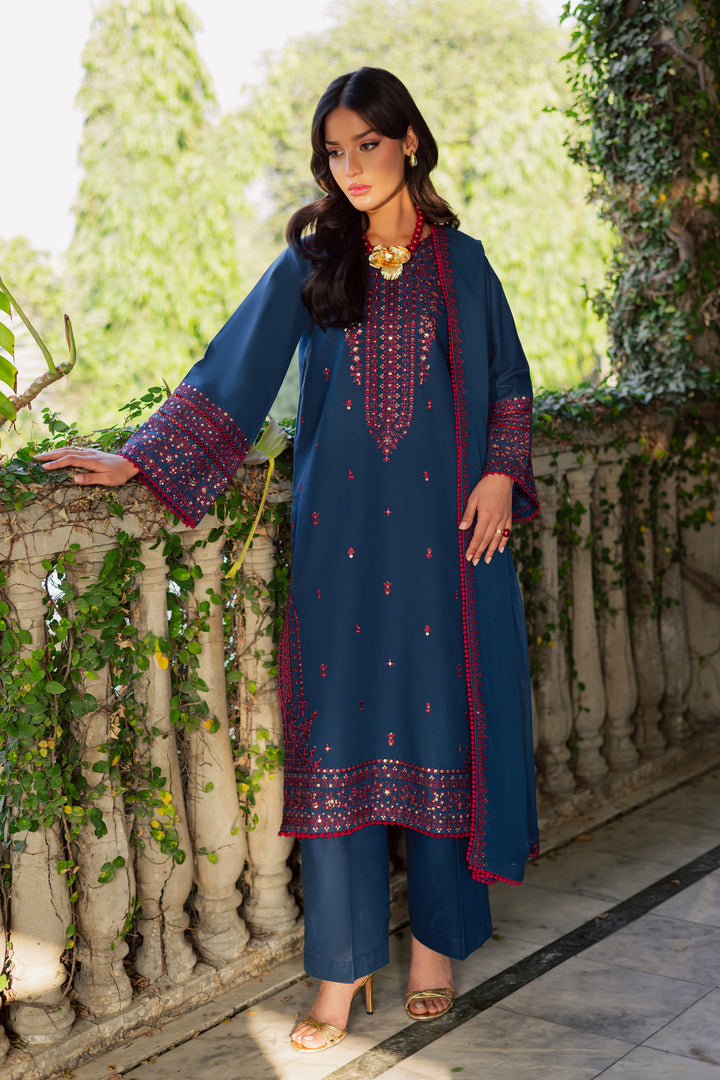Aeina 3Pc - Embroidered Khaddar Dress