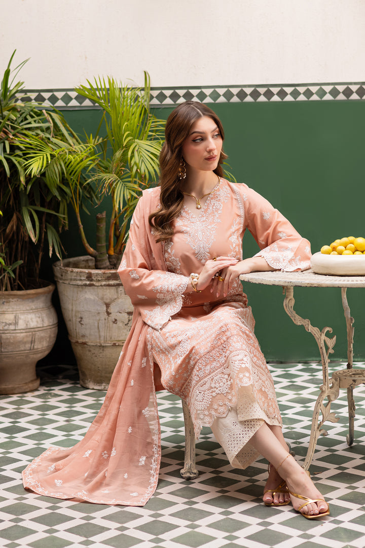 Peach Charm 3Pc - Festive Eid Pret