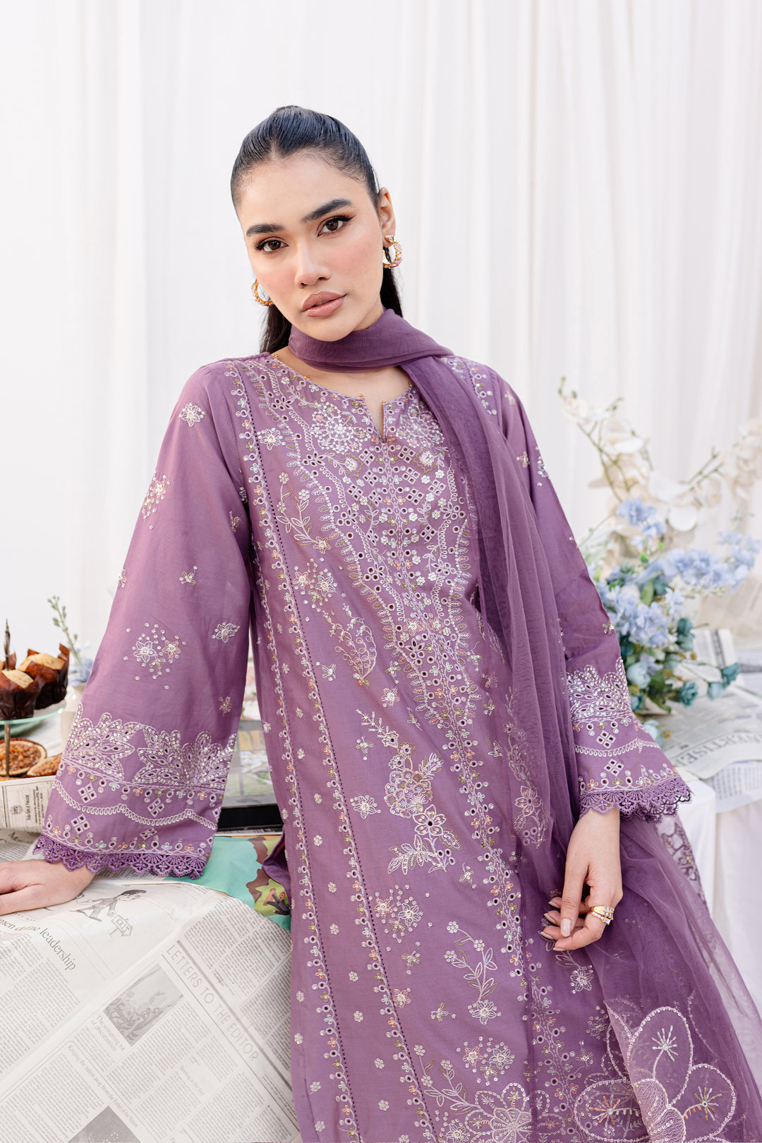 Fern Flower 3Pc - Embroidered Lawn Dress - BATIK