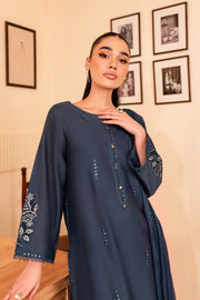 Blue Gold 3Pc - Embroidered Lawn Dress - BATIK