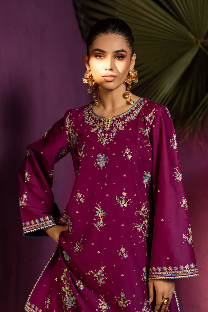 Flora 2Pc - Embroidered Solid Dress - BATIK