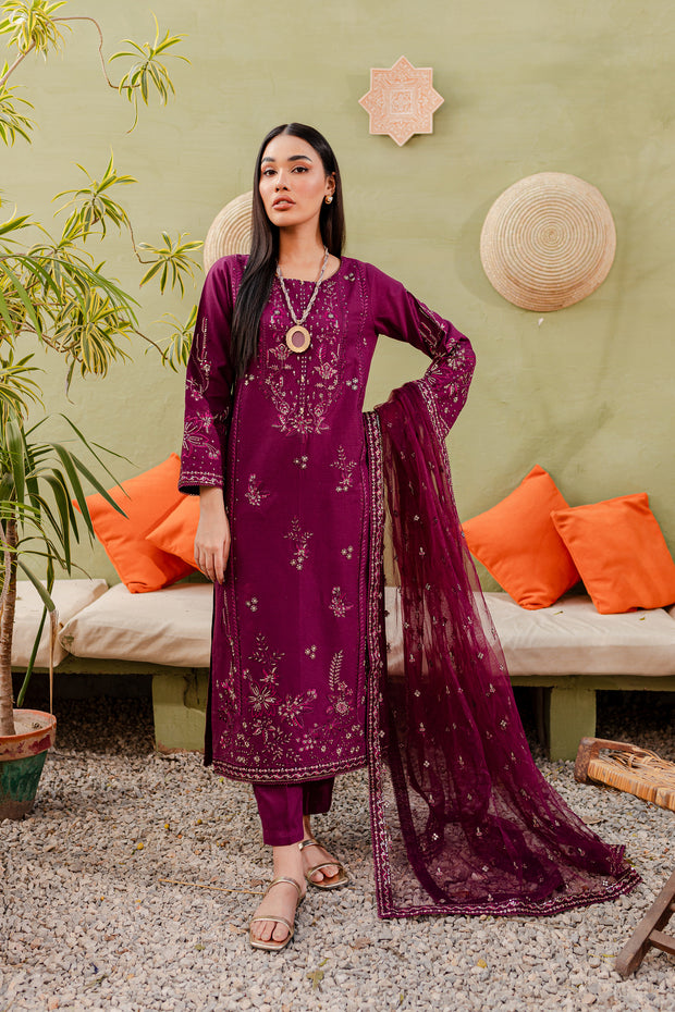 Muscat 3Pc - Embroidered Khaddar Dress - BATIK