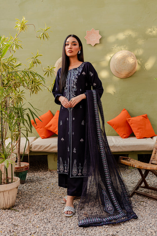 Sarang 3Pc - Embroidered Karandi Dress - BATIK