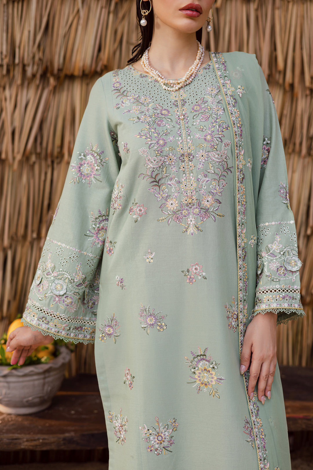 Brandon 3Pc - Embroidered Khaddar Dress