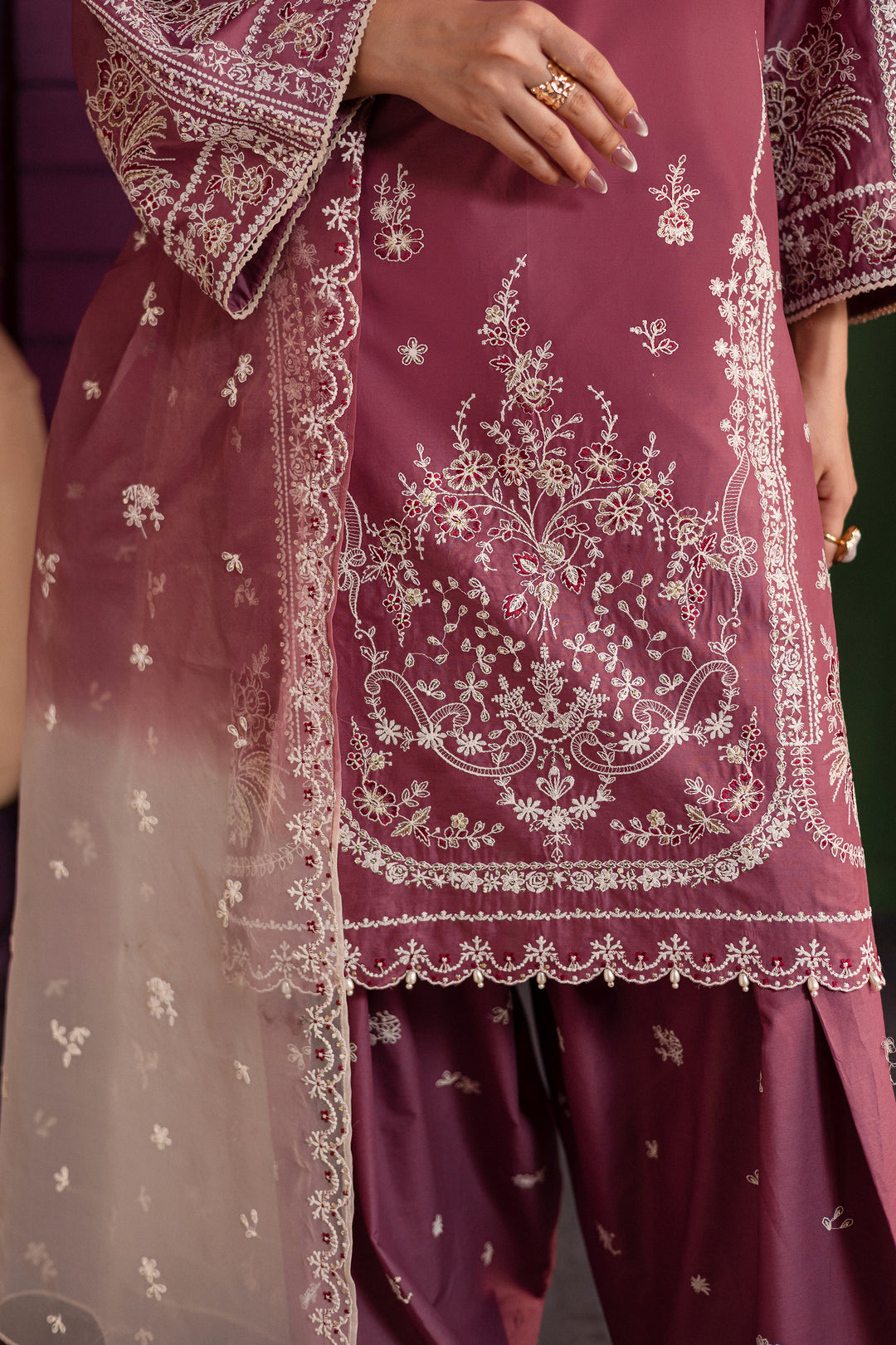 Siara 3Pc - Embroidered Solid Dress - BATIK