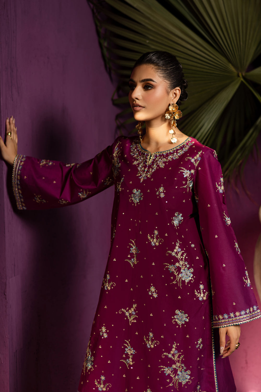 Flora 2Pc - Embroidered Solid Dress - BATIK