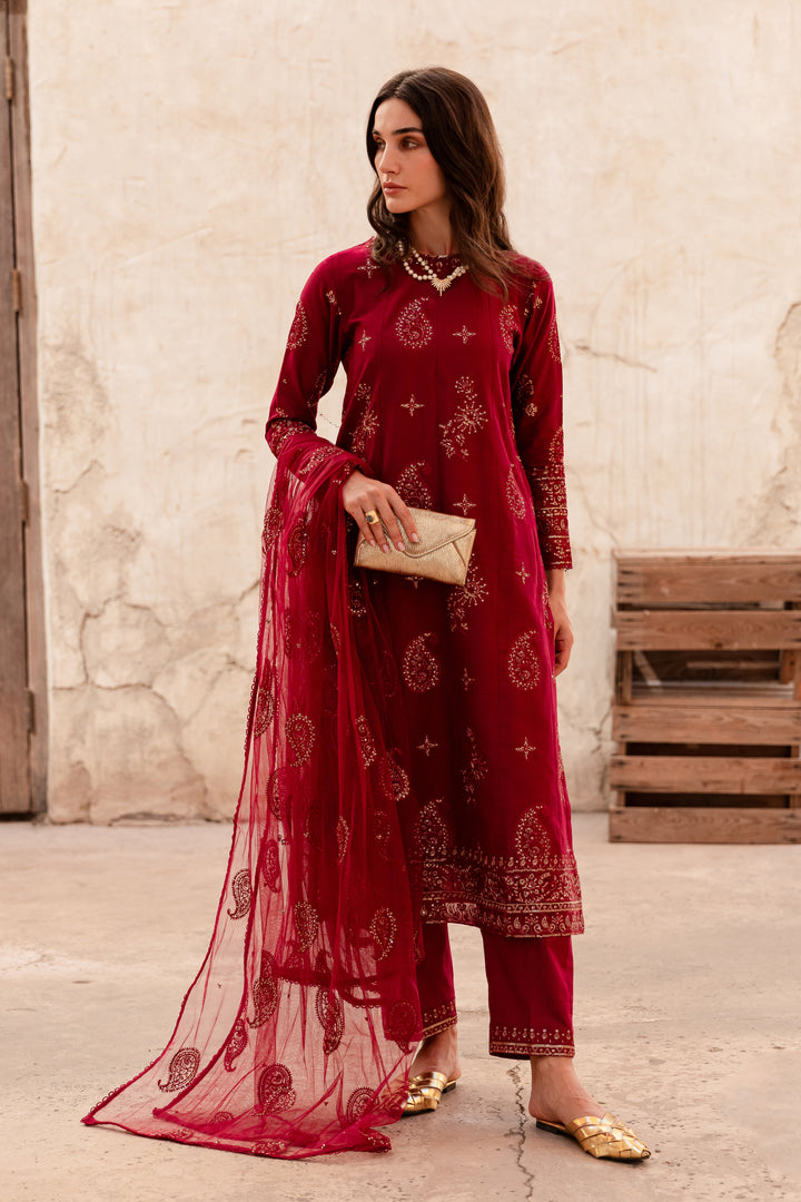 Jasper 3Pc - Embroidered Khaddar Dress - BATIK