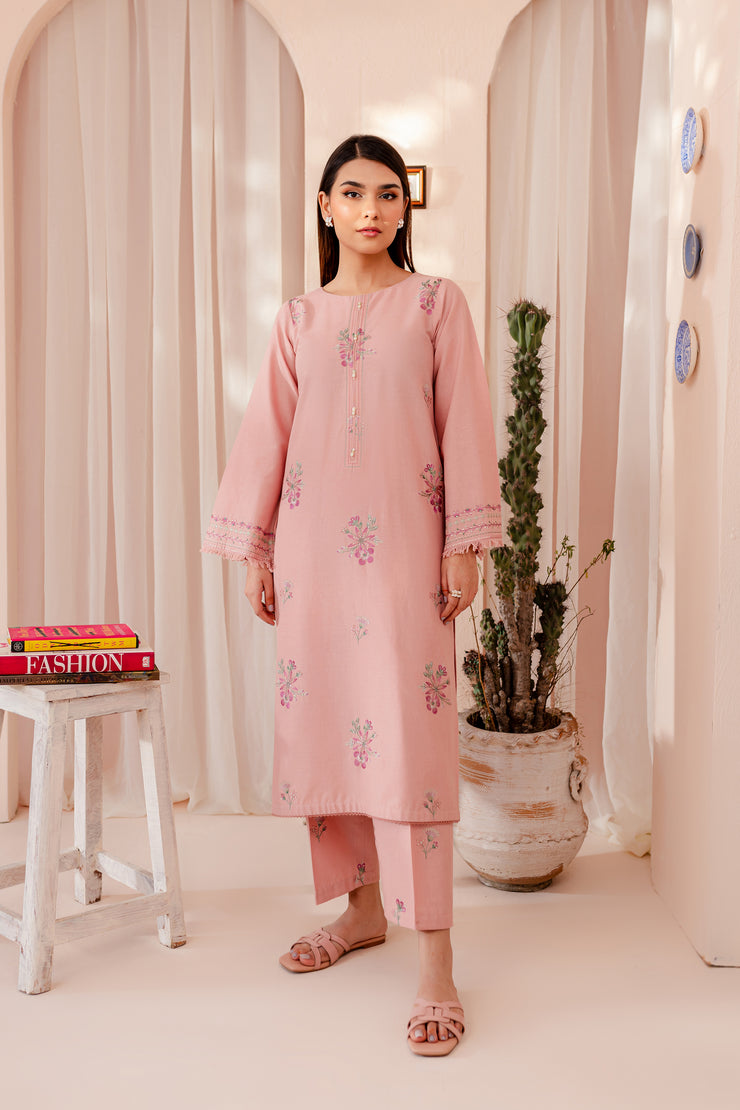Pink Lilly 2Pc - Embroidered Khaddar Dress - BATIK