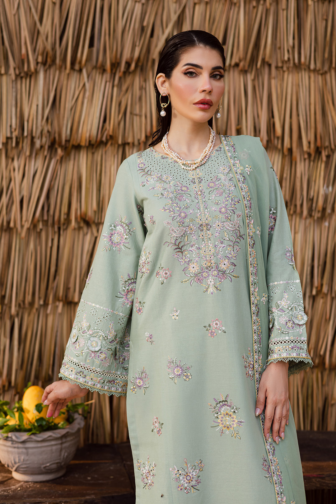 Brandon 3Pc - Embroidered Khaddar Dress