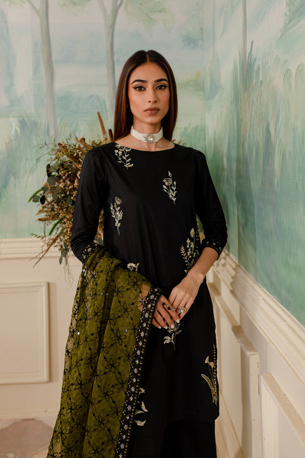 Occult 3Pc - Embroidered Luxe PRET - BATIK