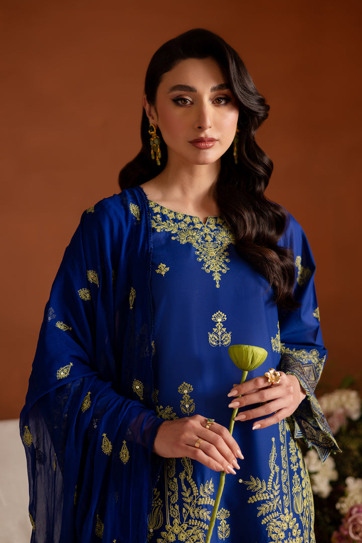 Sole Blue 3Pc - Embroidered Lawn Dress