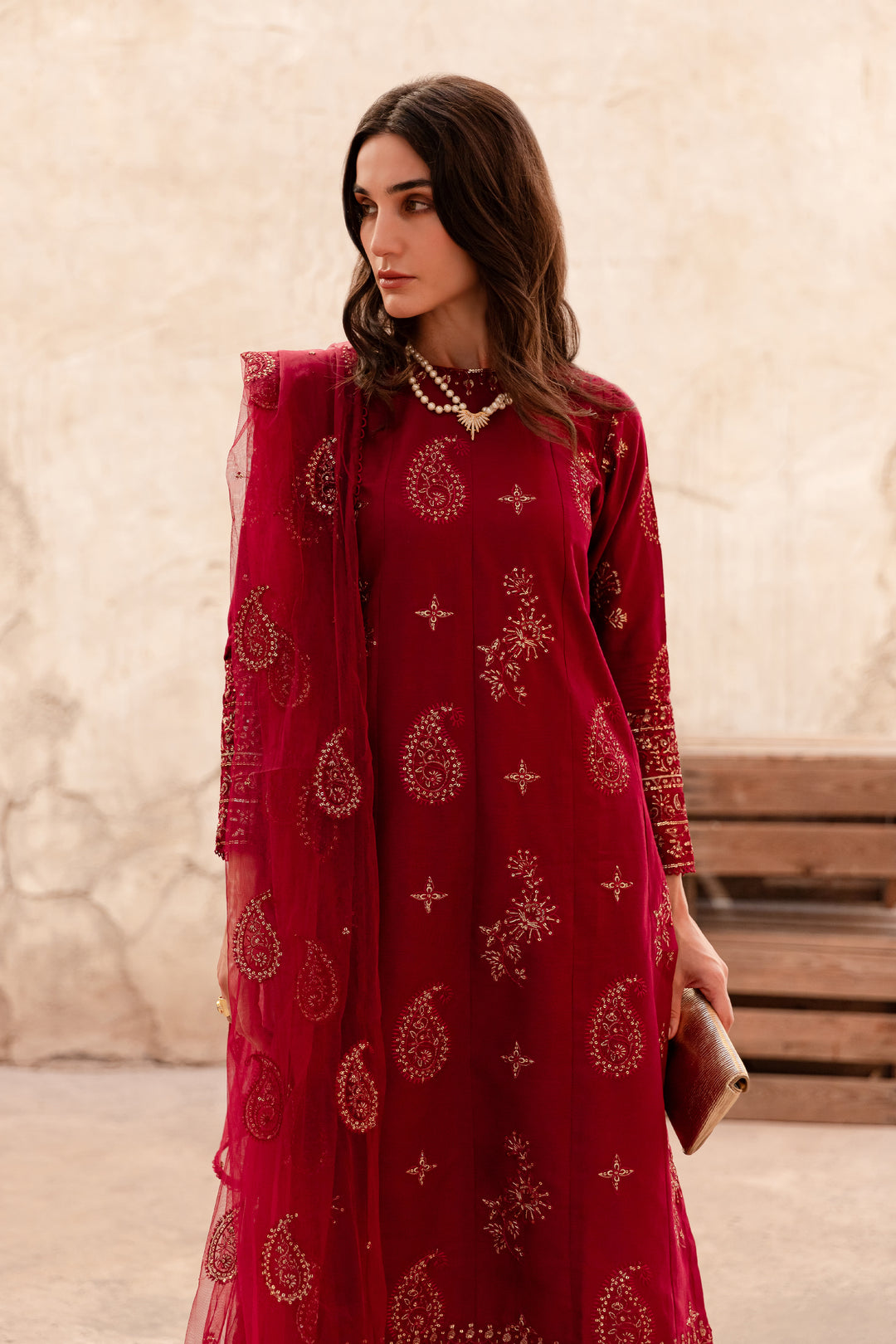 Jasper 3Pc - Embroidered Khaddar Dress - BATIK