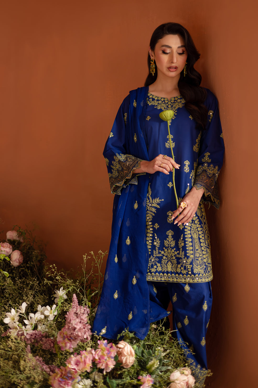 Sole Blue 3Pc - Embroidered Lawn Dress