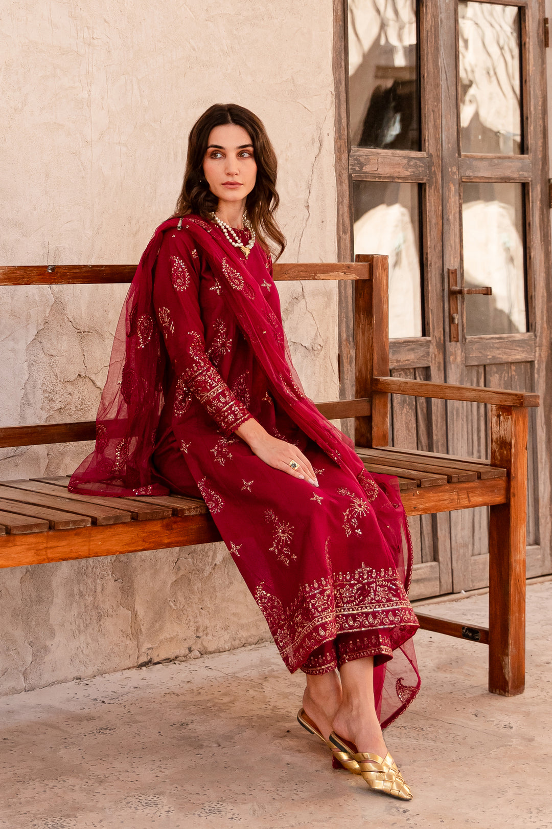 Jasper 3Pc - Embroidered Khaddar Dress - BATIK