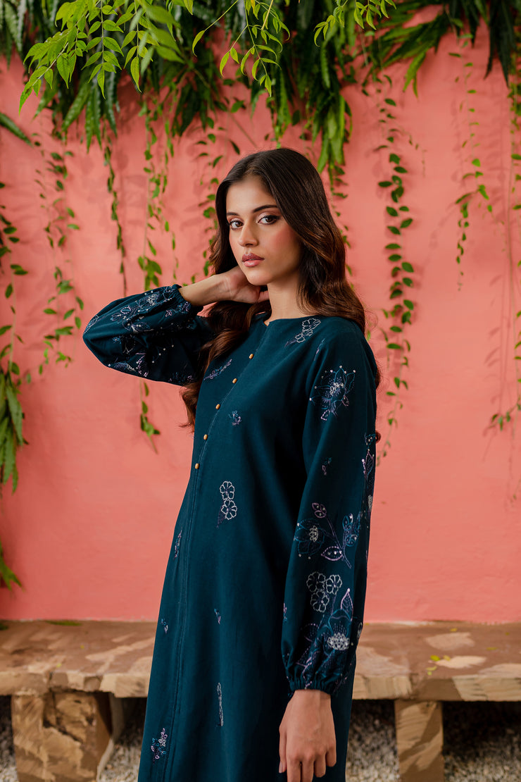 Willow 2Pc - Embroidered Khaddar Dress - BATIK