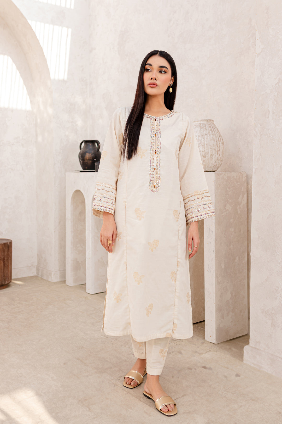 Klint 2Pc - Embroidered Jacquard Dress | BATIK