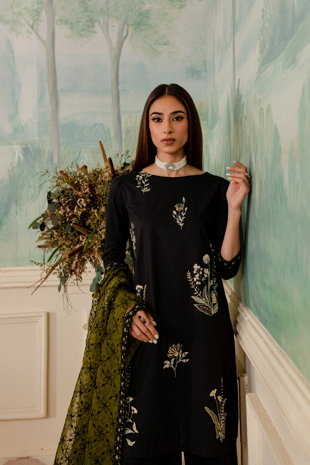 Occult 3Pc - Embroidered Luxe PRET - BATIK