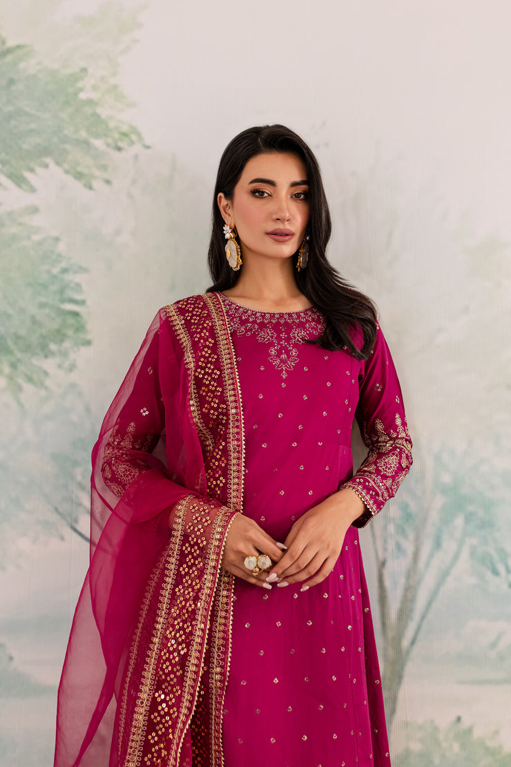 Pink Shine 3Pc - Embroidered Lawn Dress - BATIK