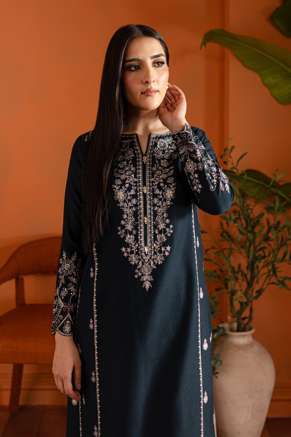 Ezzah 2Pc - Embroidered Karandi Dress - BATIK