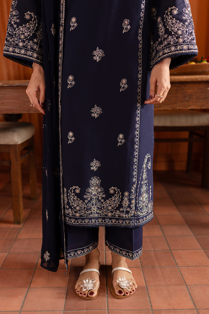 Night Fury 3Pc - Embroidered Khaddar Dress - BATIK