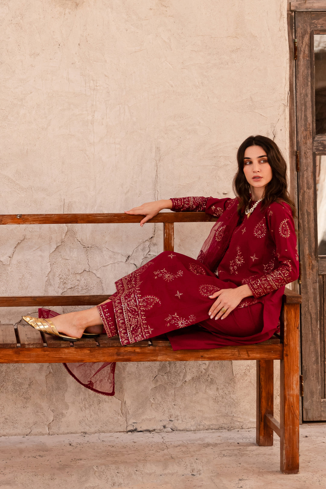 Jasper 3Pc - Embroidered Khaddar Dress - BATIK