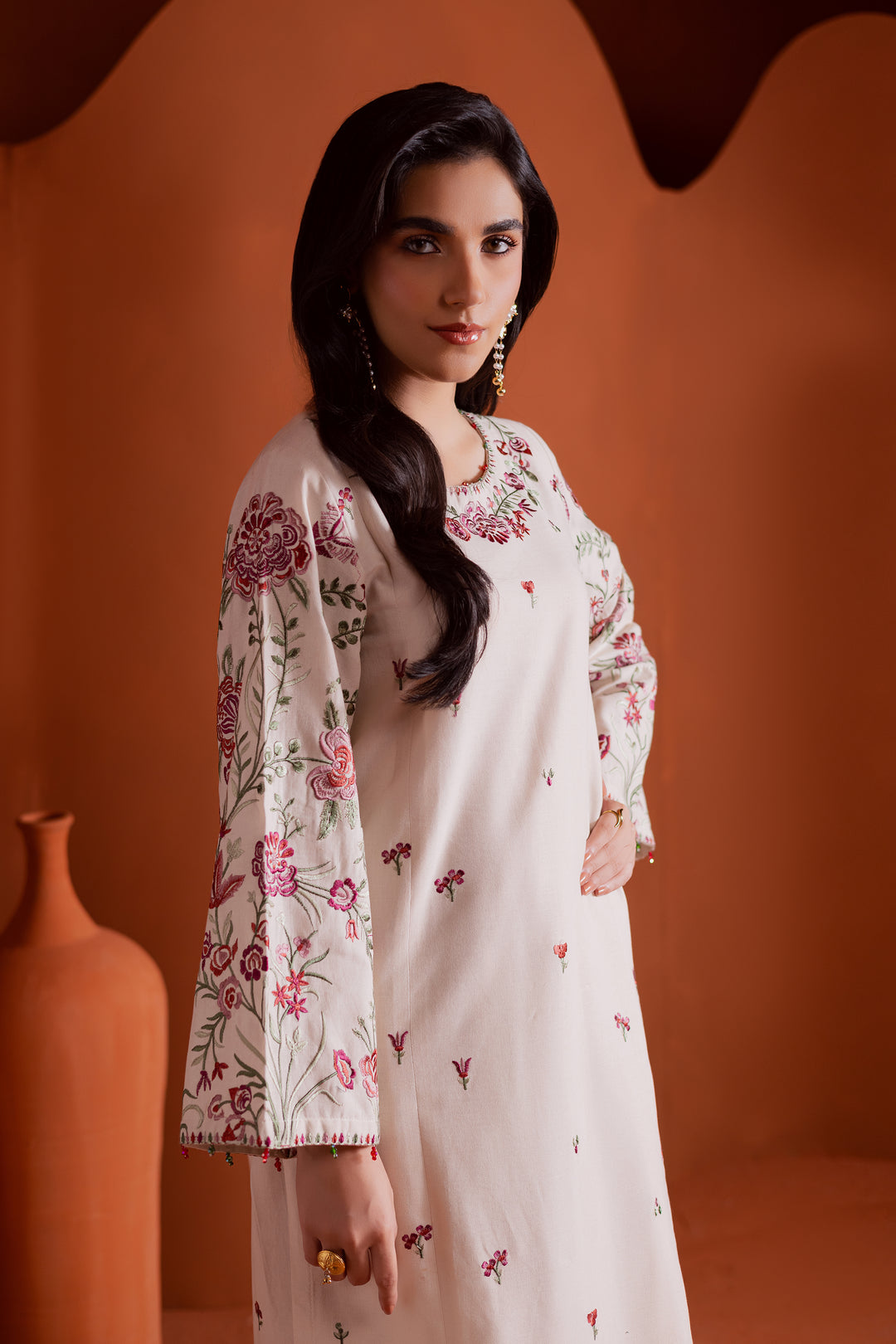 Colours 2Pc - Embroidered Khaddar Dress