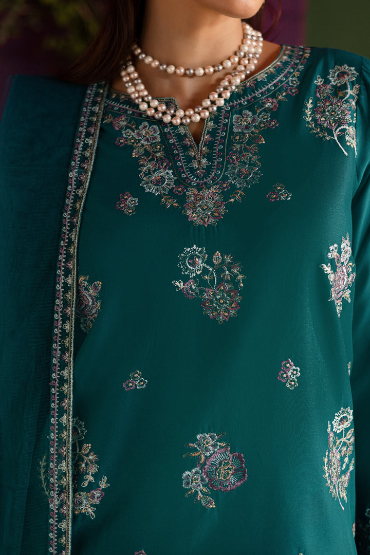 Aks 3Pc - Embroidered Solid Dress - BATIK