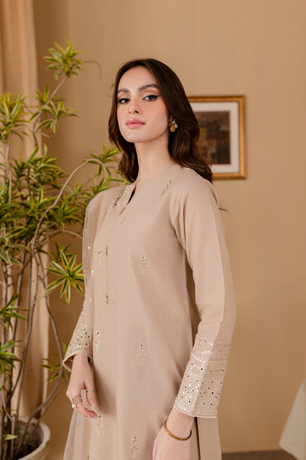 Aaira 3Pc - Embroidered Khaddar Dress