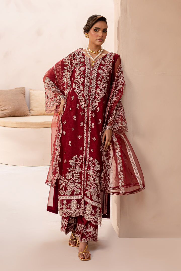 Ruby Rouge 3Pc - Embroidered Luxe PRET - BATIK