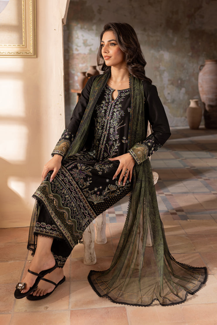 Venecia 3Pc - Embroidered Khaddar Dress