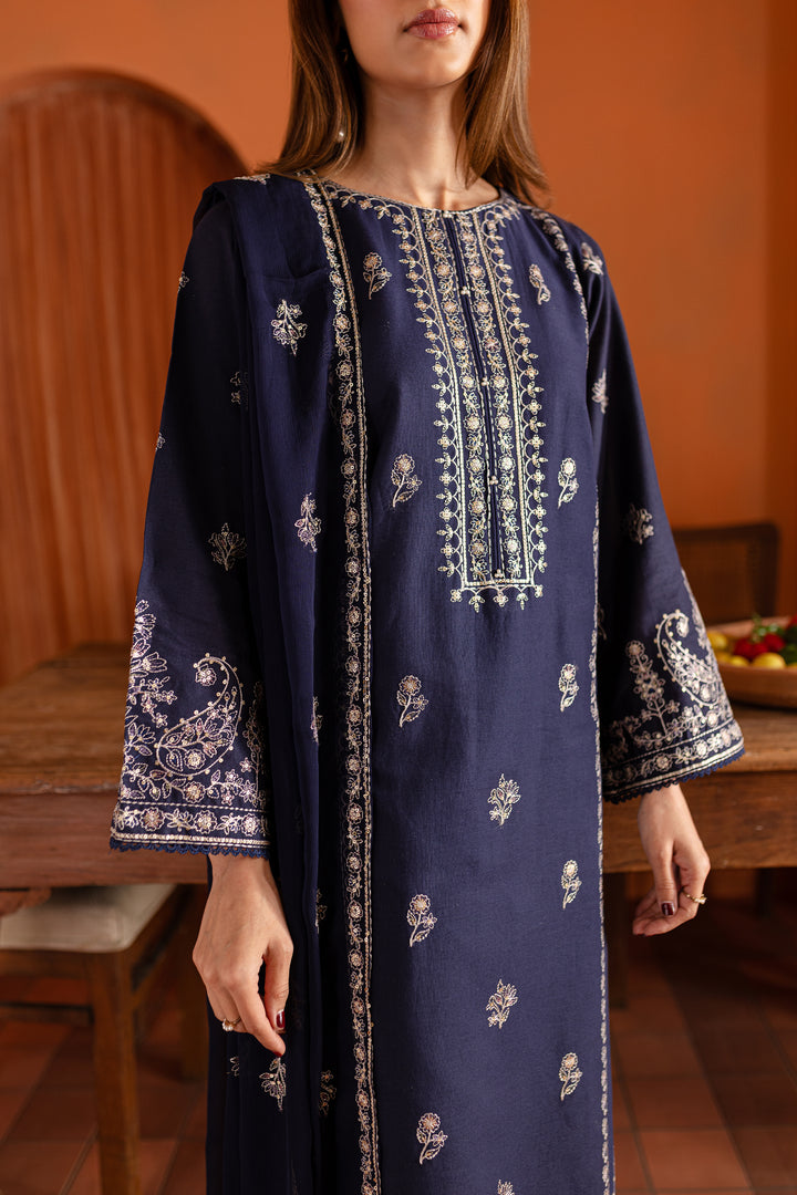 Night Fury 3Pc - Embroidered Khaddar Dress - BATIK