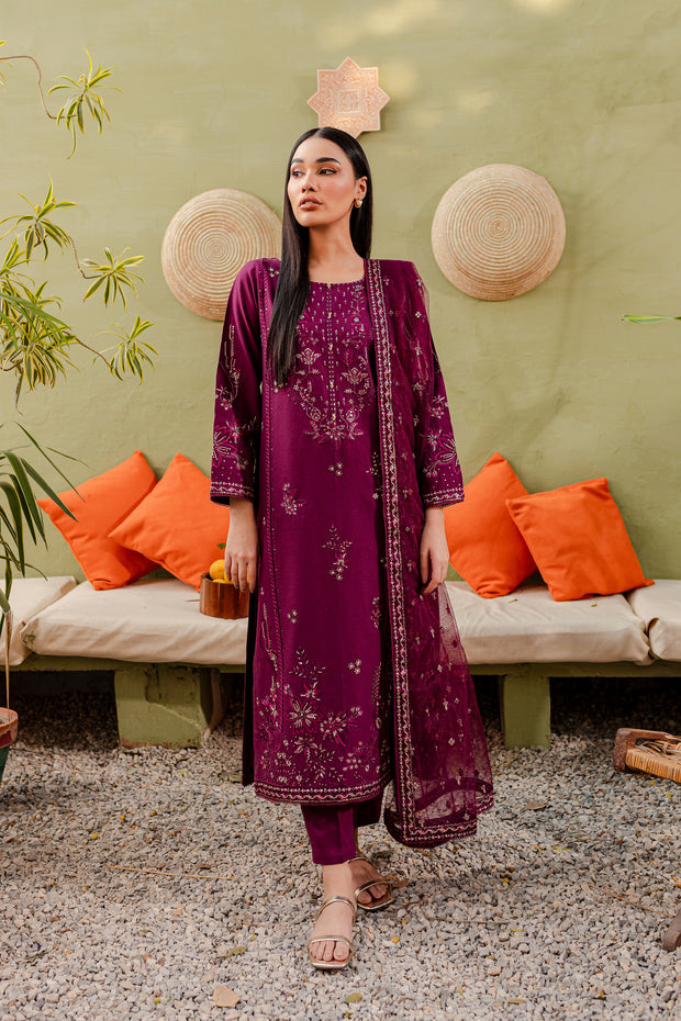 Muscat 3Pc - Embroidered Khaddar Dress - BATIK