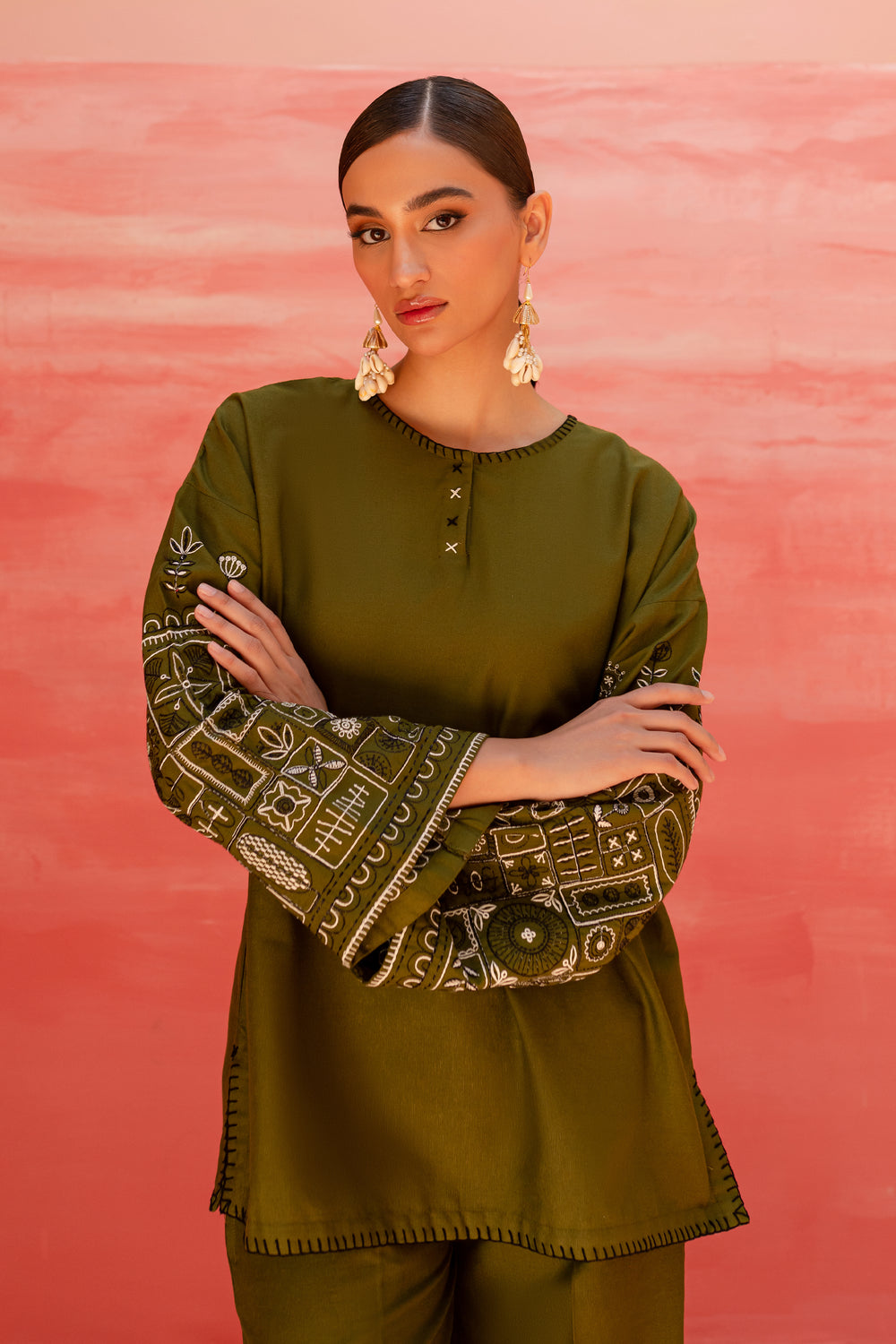 Atwood 2Pc - Embroidered Karandi Dress - BATIK