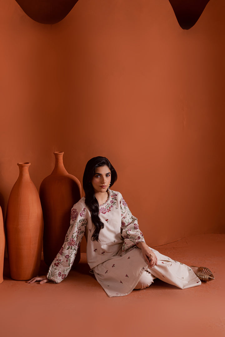 Colours 2Pc - Embroidered Khaddar Dress