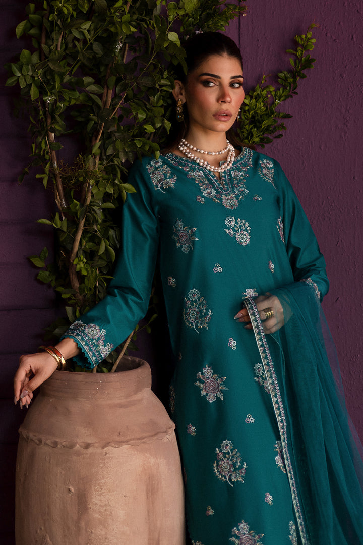 Aks 3Pc - Embroidered Solid Dress - BATIK