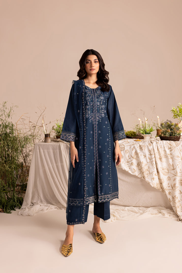 Mia 3Pc - Embroidered Lawn Dress - BATIK