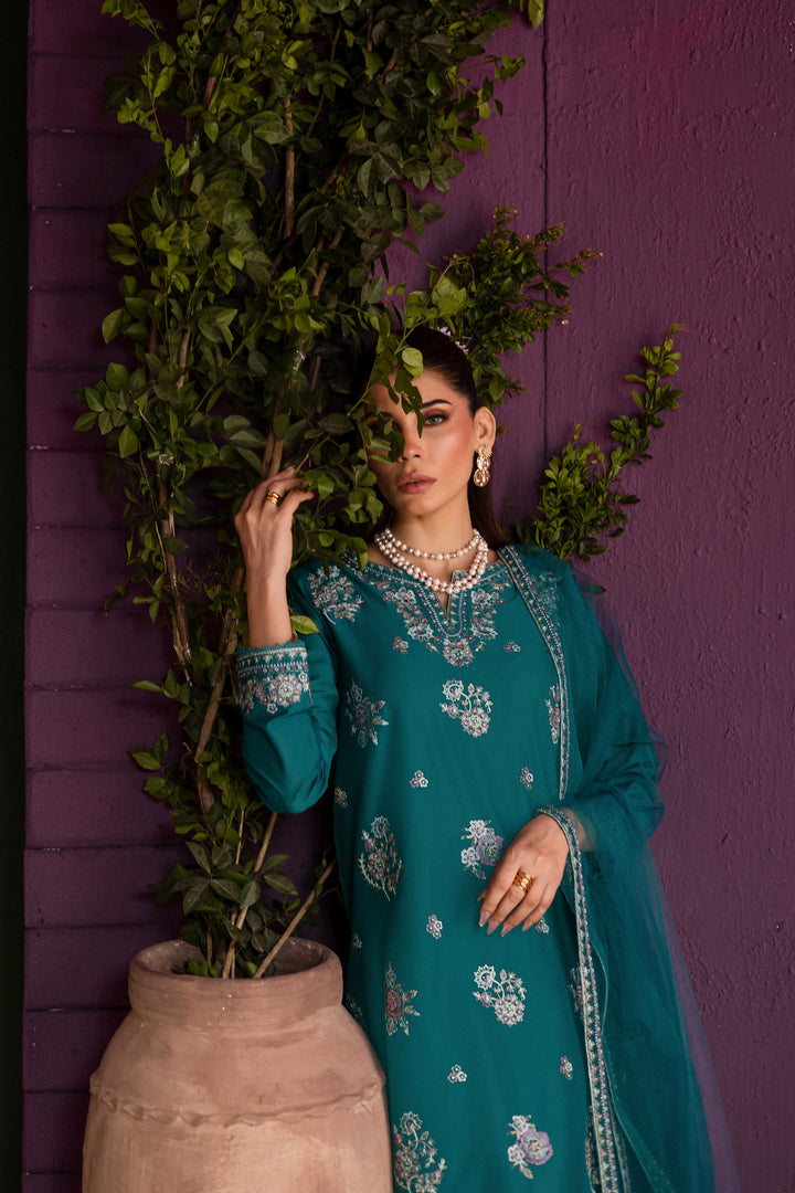 Aks 3Pc - Embroidered Solid Dress - BATIK