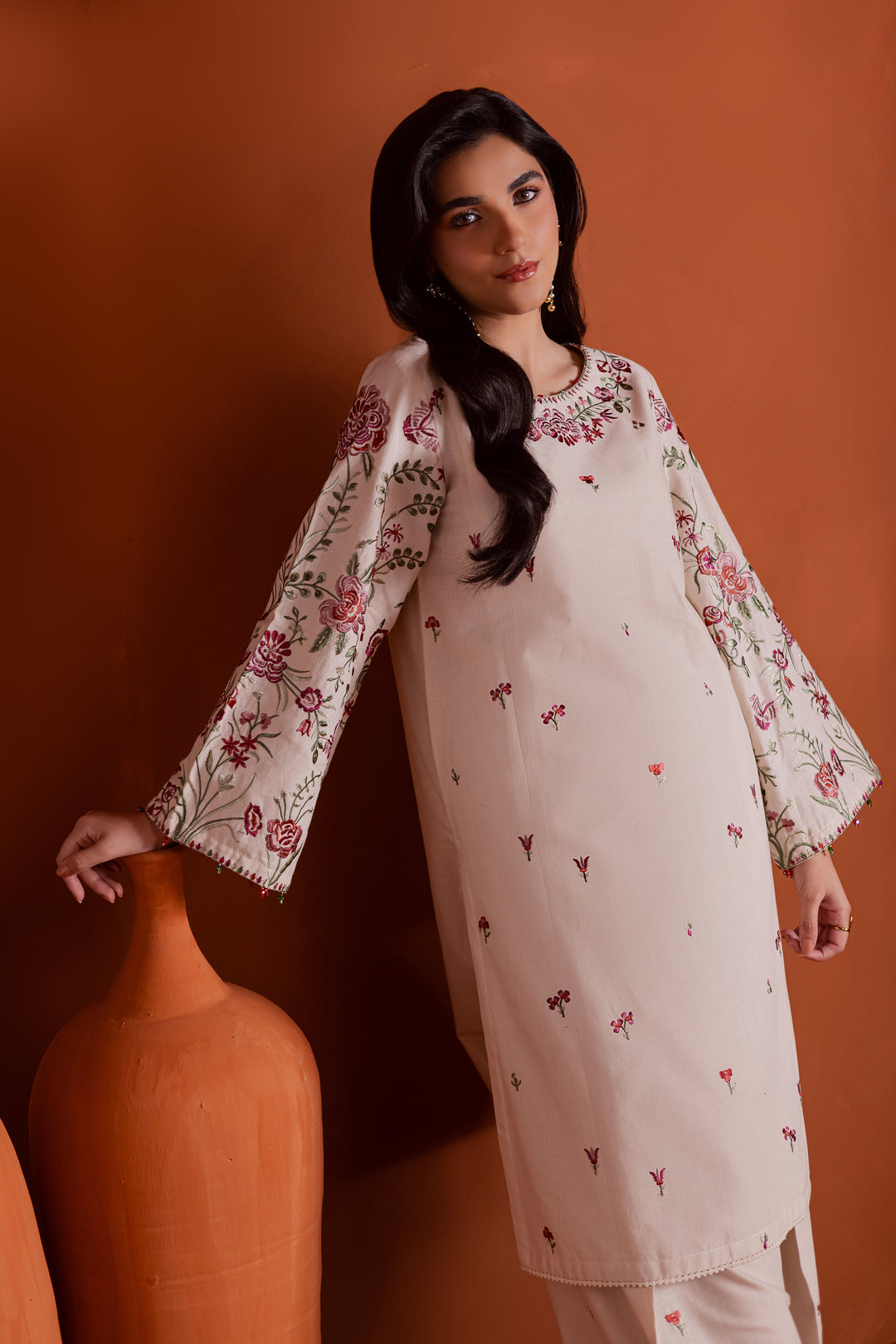 Colours 2Pc - Embroidered Khaddar Dress