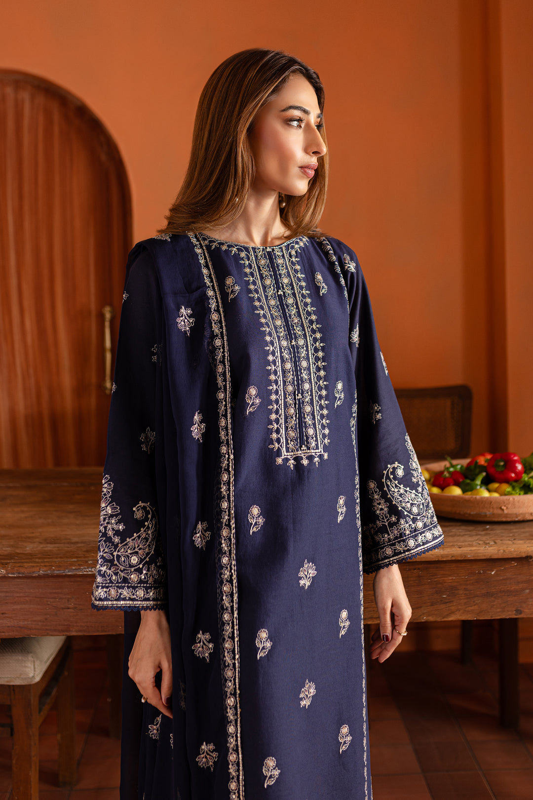 Night Fury 3Pc - Embroidered Khaddar Dress - BATIK