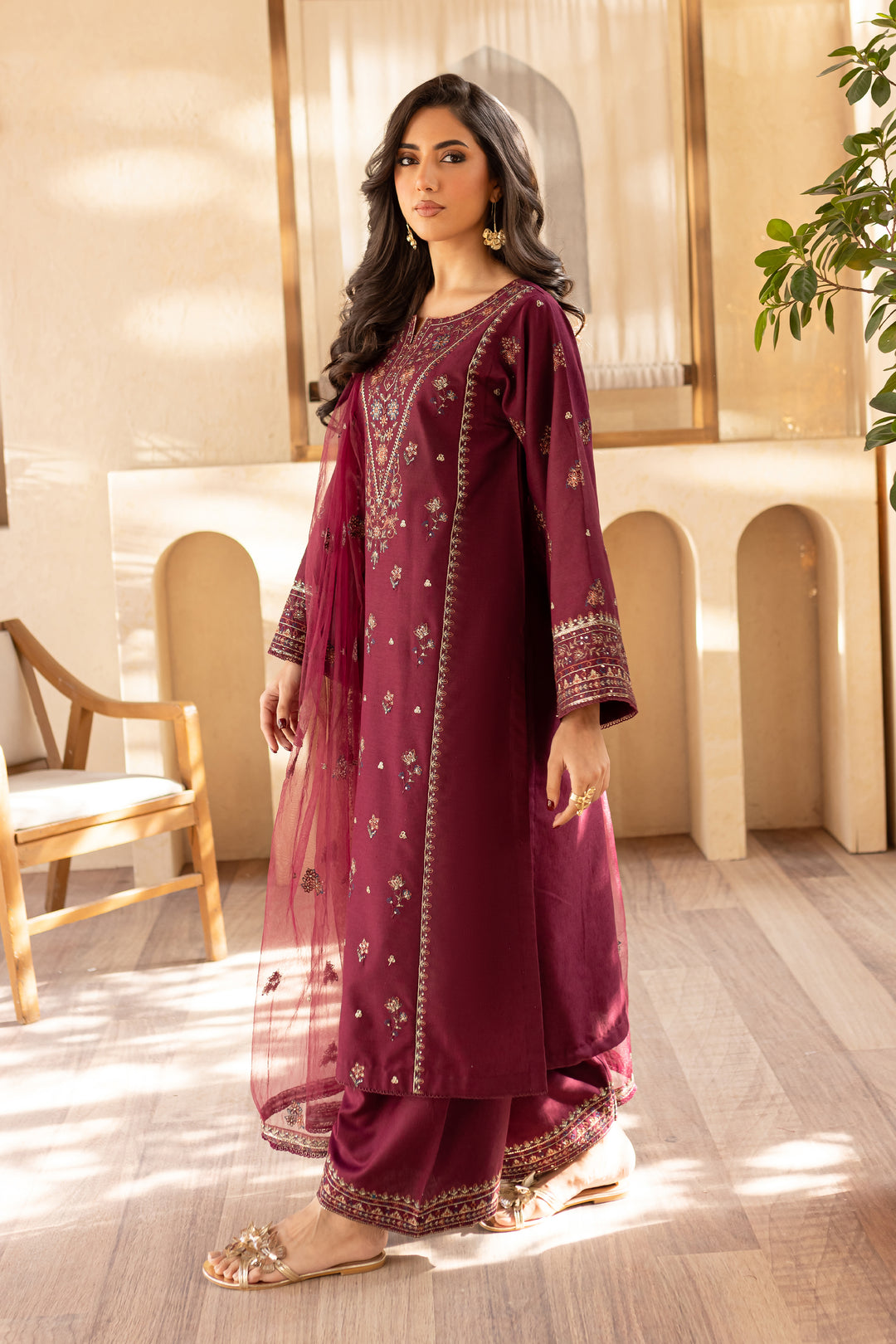 Reed 3Pc - Embroidered Karandi Dress - BATIK