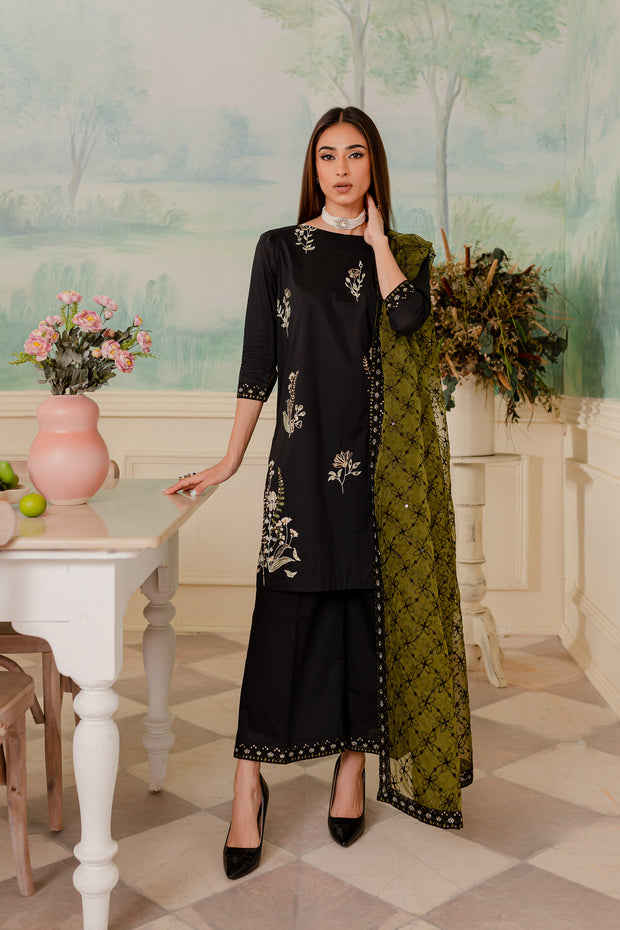 Occult 3Pc - Embroidered Luxe PRET - BATIK